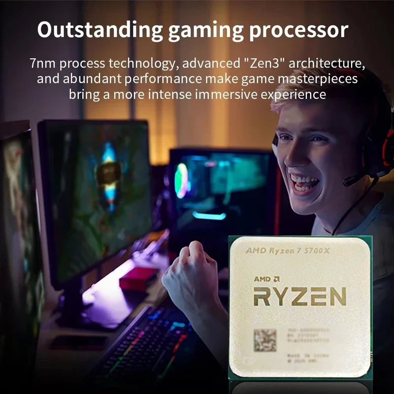 AMD R7 5700X 라이젠 7 5700X Zen3 7nm 8코어 16스레드 4.6GHz 최대 부스트 32MB L3 AM4 DDR4 게이밍 루즈 CPU (쿨러 미포함)