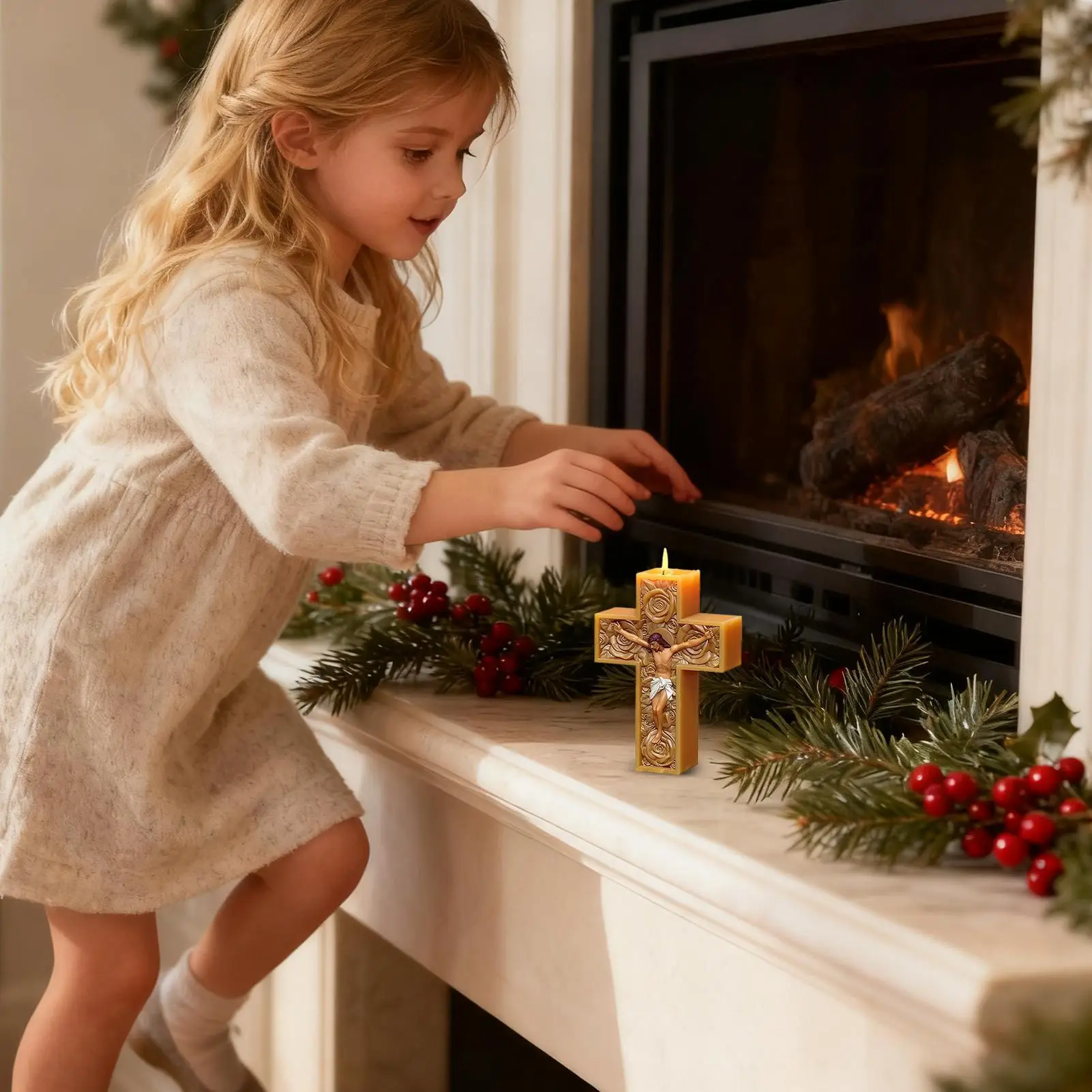 Cross Mold 3D Rose Jesus Religious Mold Silicone Casting Mould For Candle Making Epoxy Resin Craft Gypsum Wax Clay Plaster