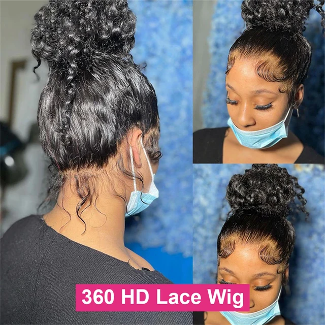 360 Glueless Full Lace Wig Curly Human Hair Wigs 36 Inch 13x6 HD Lace Frontal Wigs For Women Water Wave Transparent Preplucked 3