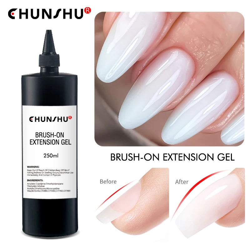CHUNSHU Refill Extension Gel Nail Polish 250ML Soak Off  Brush On Builder Nail Hard Gel Varnishes Rubber Base Coat DIY Manicure 6