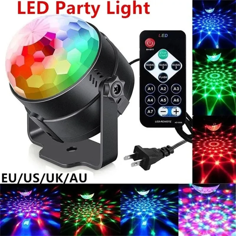 Rgb Disco Ball Party Lights Dj Disco Light Proiettore A Led Lampada Stroboscopica Festa Di Compleanno Car Club Bar Karaoke Xmas Sound Attivato