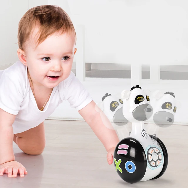 Infant Tumbler Sliding Cow Rattle Baby Music Crawling Story Toys Learning Educational Toys Kids Tumbler Mobile Bell Toys 0-3Y 2