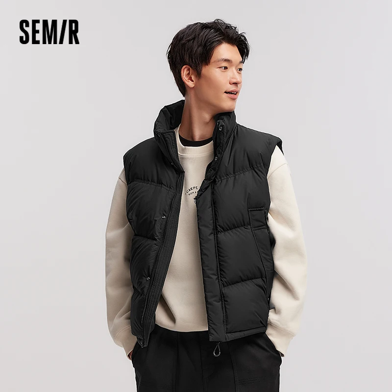 Semir Men Down Vest 2025 Winter Loose Waterproof Couple Matching Solid Versatile Outerwear
