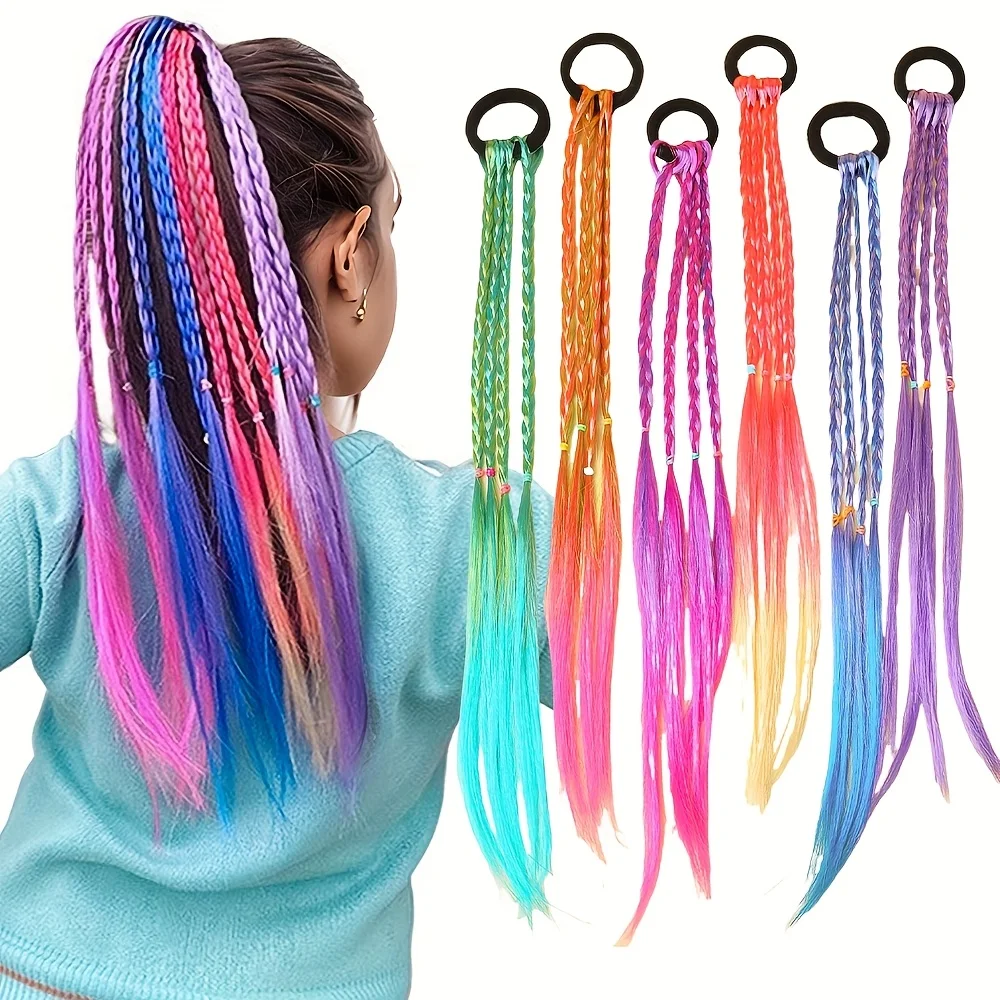 6 Pieces of Multi-Color Bohemian Style Sweet Wig Braid Hair Ties Suitable  for Girls - AliExpress