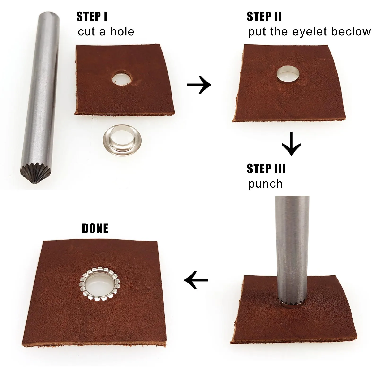 Flowering Cracking Punch Tool Rod for 1-16mm Inside Diameter Eyelets Grommet Ring Air Hole Semi Half Hollow Rivet hole punching tools