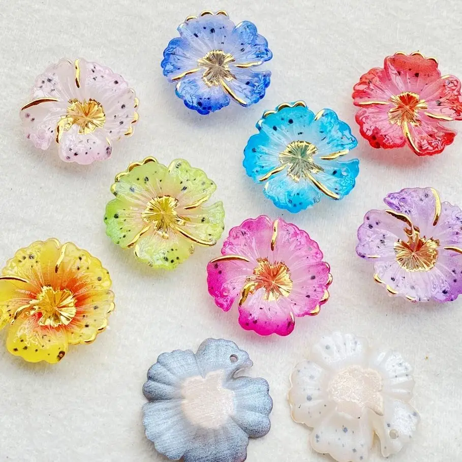 10PCS 스크랩북, 웨딩 장식 및 DIY 쥬얼리 액세서리 만들기에 대 한 구멍이있는 혼합 된 아크릴 컬러 꽃