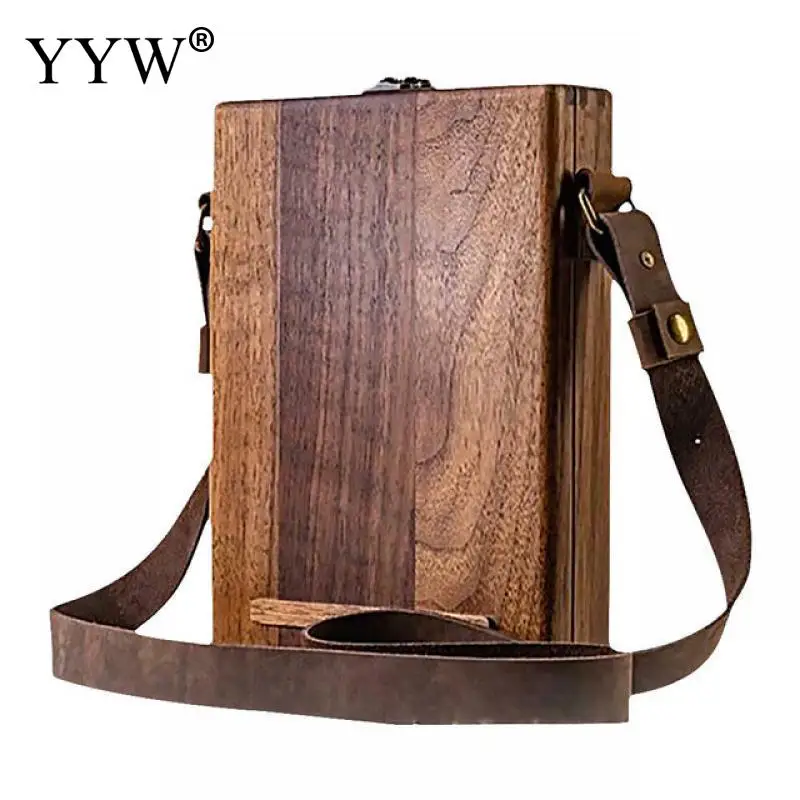 Writers Messenger Wood Box Multi Function Artist Tool and Brush Storage Box Retro Wooden Handmade Portable Crossbody Postman Bag