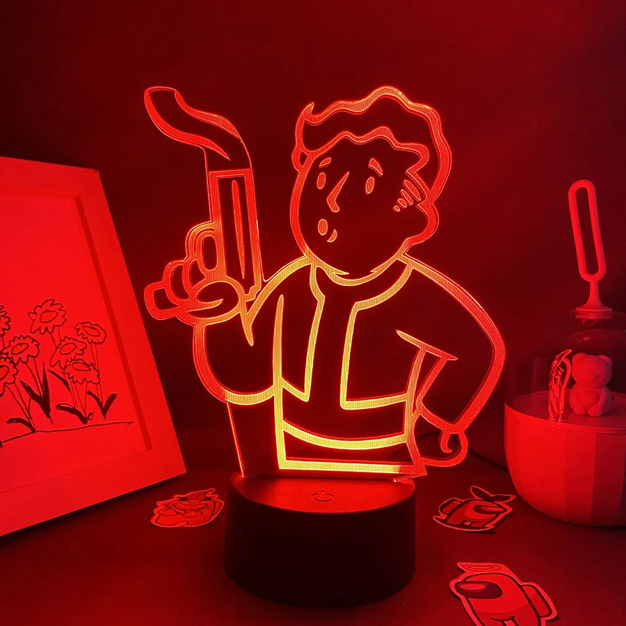 

Pip Boy Fallout Game Mark 3D LED Illusion Night Lights Creative Gift for Friend Neon Lava Lamps Bedroom Bedside Table Desk Decor