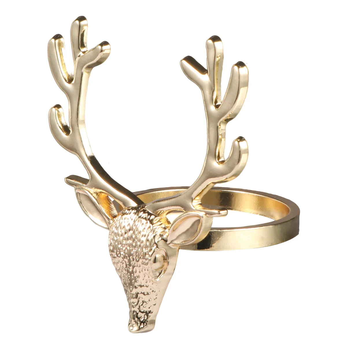 

4Pcs Deer Head Shape Napkin Buckle Christmas Dinner Napkin Rings for Restaurant