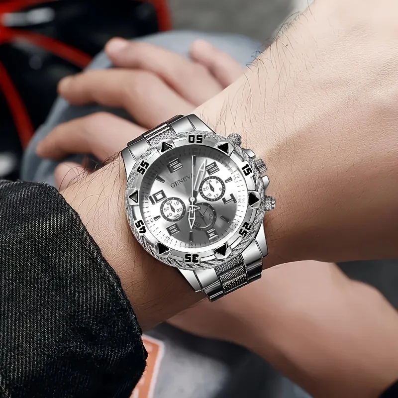 2psc high-end fashionable and handsome quartz watch, comfortable to wear, is the first choice for men's gift giving 2