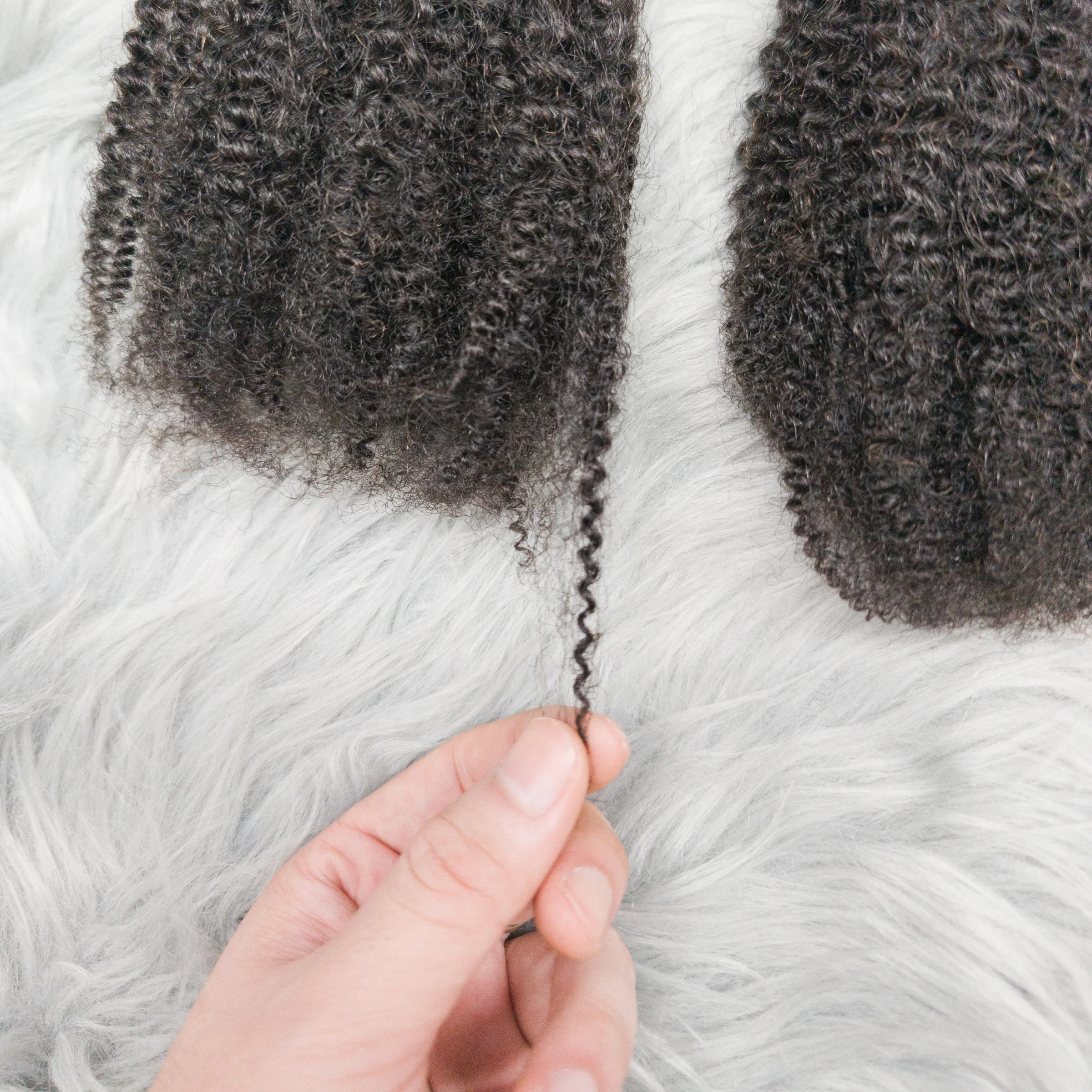 4C Afro Kinky Curly Virgin Human Hair 16" Brazilian Human Hair Extensions Weave Bundles No Weft Weaving for African Black Women 5