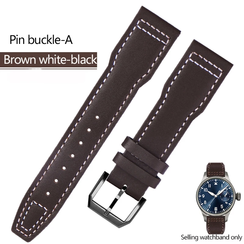 thumbnail image 1 of Correa de cuero genuino para reloj IWC Universal Spitfire Pilot Little Prince, pulsera para hombre Mark 18, marrón y negro, 20 mm y 21 mm, 1 of 5