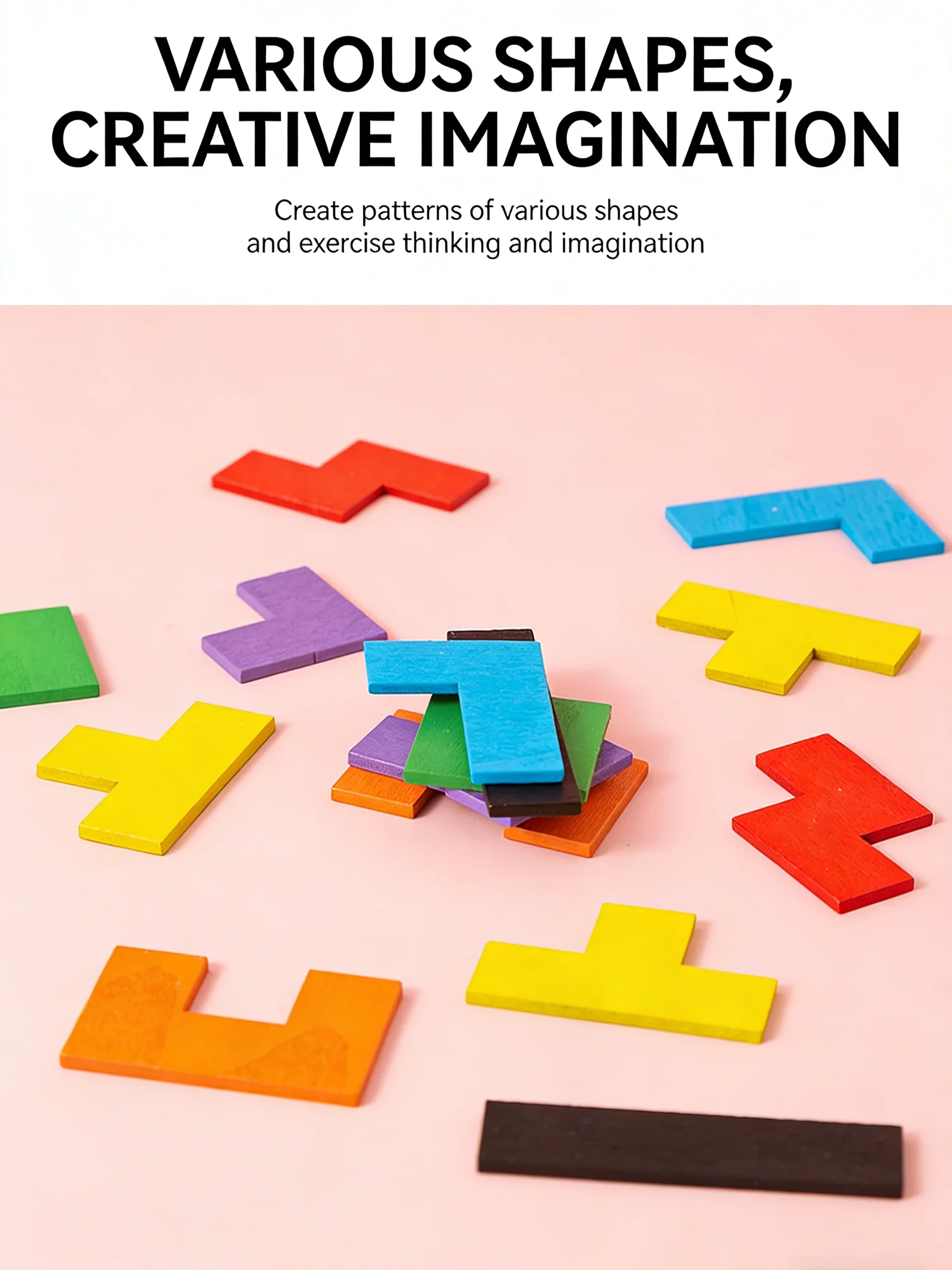 Hölzernes 3D Russisches Bauklötzchen-Puzzle, Bunte Geometrische Bausteine, Gehirntraining-Spiel, Kinderpuzzle-Spielzeug – Detail 4