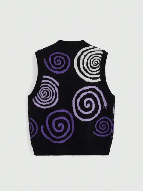 Anime Nine-Tailed Fox Knit Vest Sleeveless Tank Top Black Purple Graphic Sweater Waistcoat 2