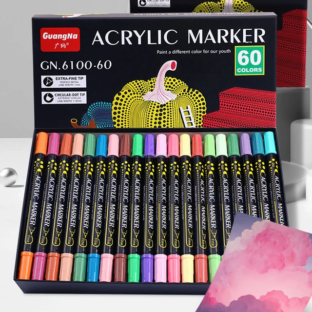 ACRYLICO SET OF 12 COLORS ACRYLIC PAINT PENS- EXTRA FINE TIP - Acrylico- Markers