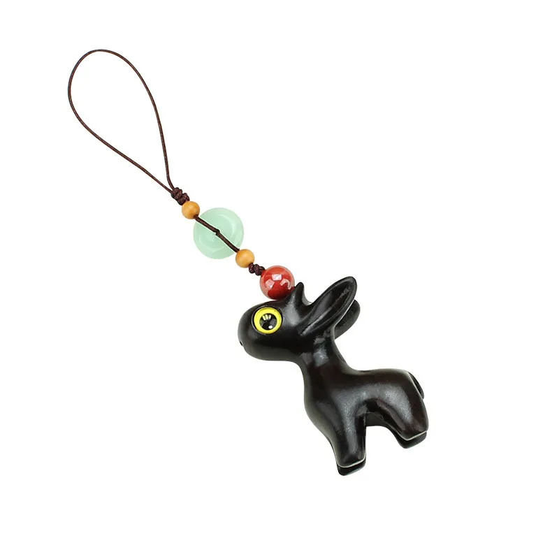 

Mobile phone lanyard safe journey sandalwood deer cute mobile phone chain pendant lanyard keychain hand lanyard CN(Origin)