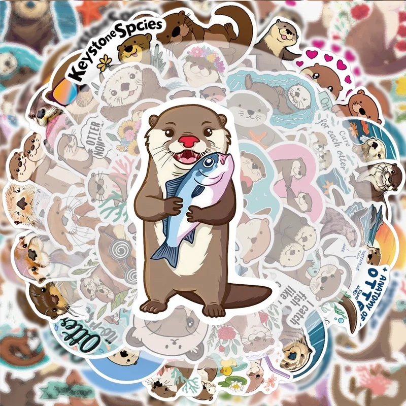 Charming Otter Doodle Sticker Collection - Vibrant, Unique Designs
