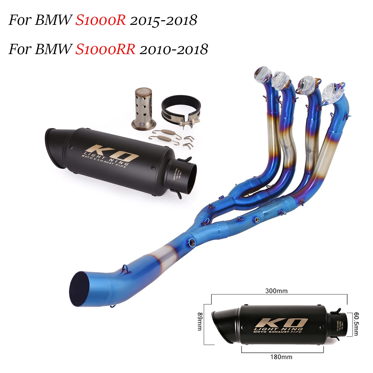 

Модифицированный выхлопной коллектор для мотоцикла, 60 мм, звеньевая труба из нержавеющей стали, скользящий глушитель для BMW S1000RR 2010-2018 S1000R 2015-2018