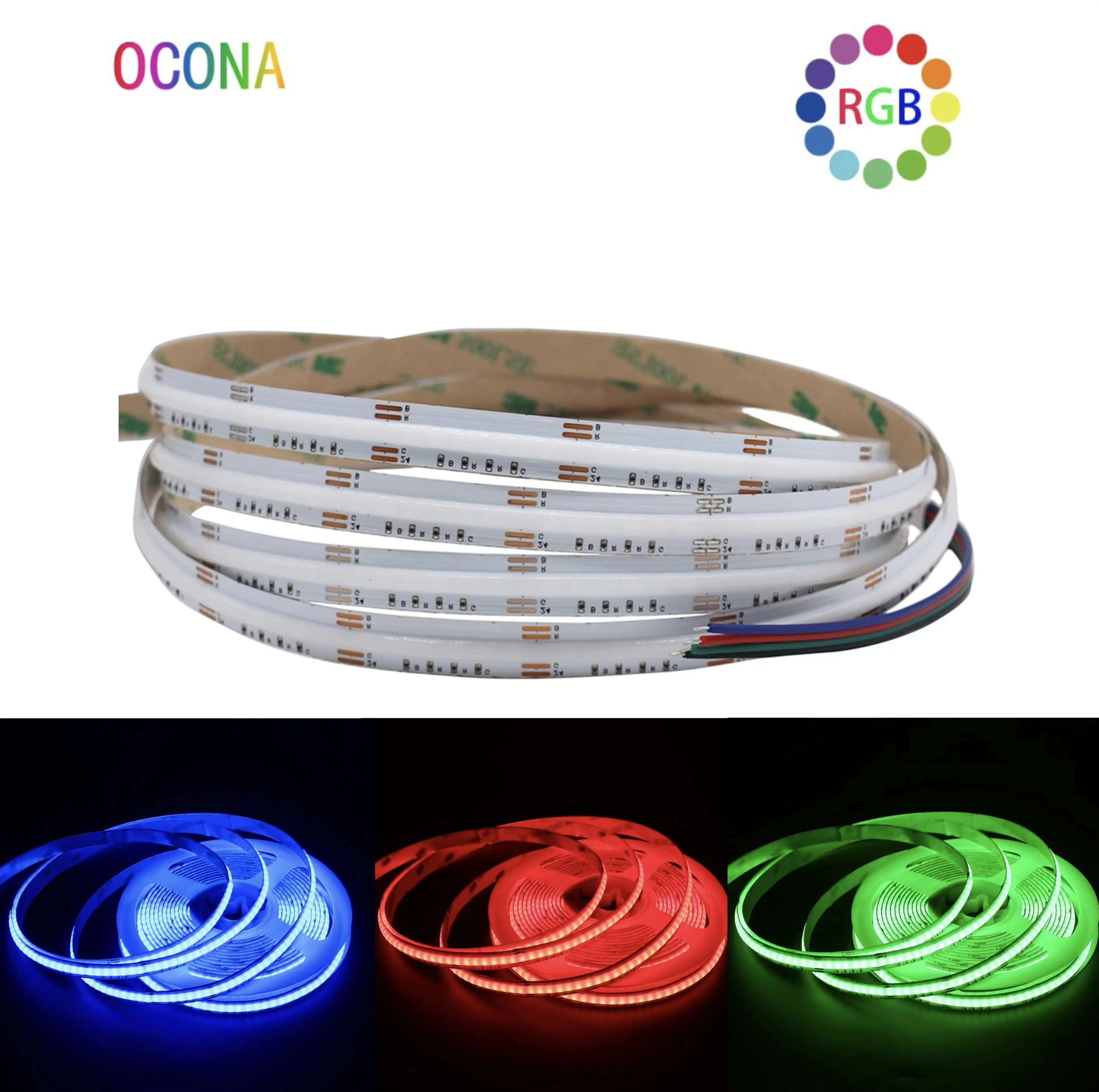 

24V RGB COB LED Strip Light 672 LEDs/m Flexible Dotless Colorful FOB LED Tape Light Bar for Party TV Backlight Home Decor Ribbon