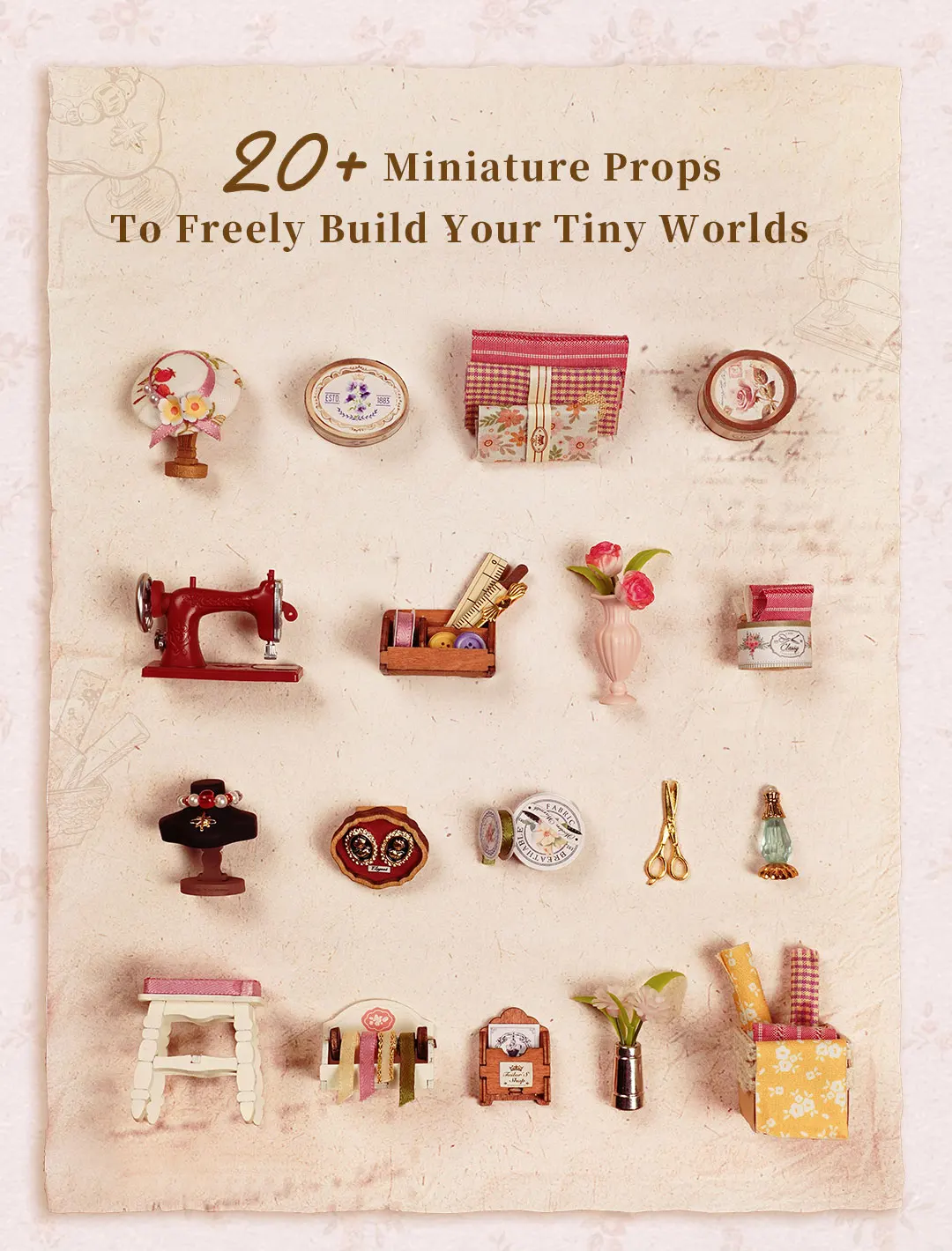Robotime Elsa's Tailoring Shop DIY Miniature House Victorian Style Craft Studio Kit Interior Decor Unique Gift for Adults Teens