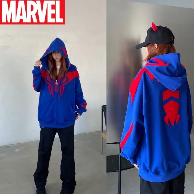 

Marvel Spider Man Hoodie Miguel O'Hara Anime 3d Printing Cosplay Zipper Sweater Casual Outer Cartoon Men Clothing Sweater Gifts