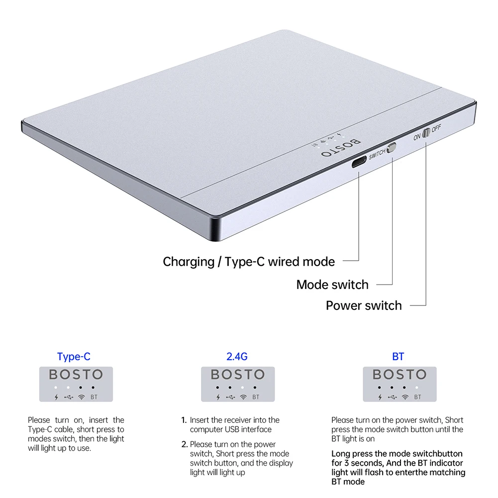 Trackpad Mouse Wired Precision Trackpad for Windows 10/11 Bluetooth-Compatible Touchpad High Precision Haptic Feedback Ergonomic