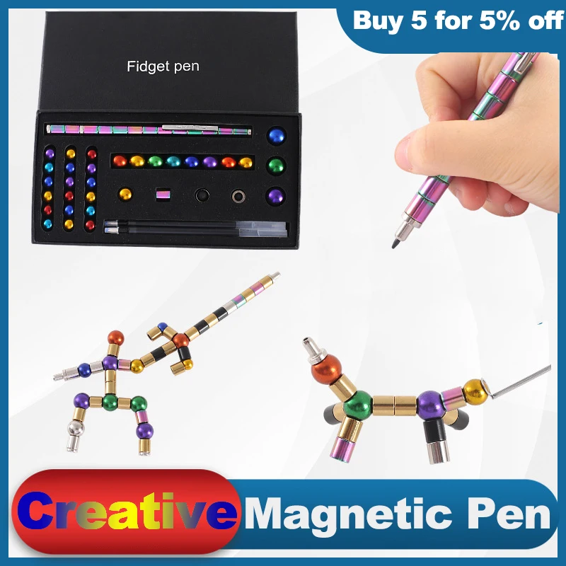 Penna polare magnetica in metallo aggiornata penna tattile di  decompressione penna da scrittura magnetica deformabile multifunzionale  regalo giocattolo Fidget