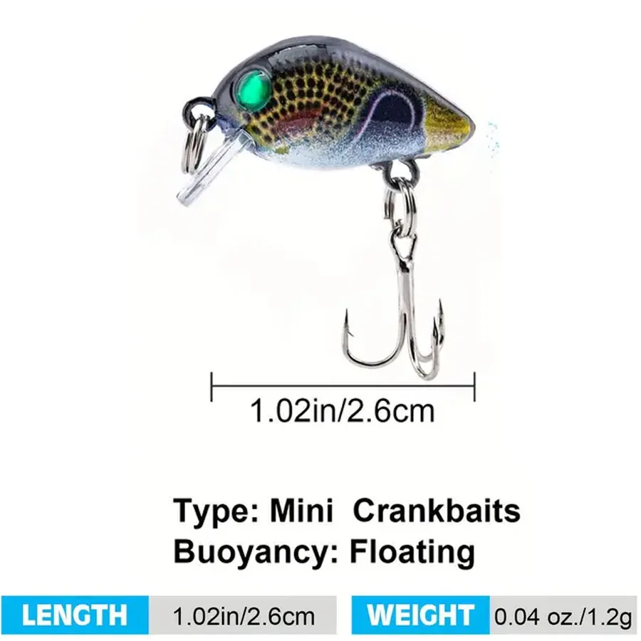 6 Leurres Poisson Nageurs Flottants – Crankbait Mini Jig – 3g, Hameçons T8 – Mer/Carpe