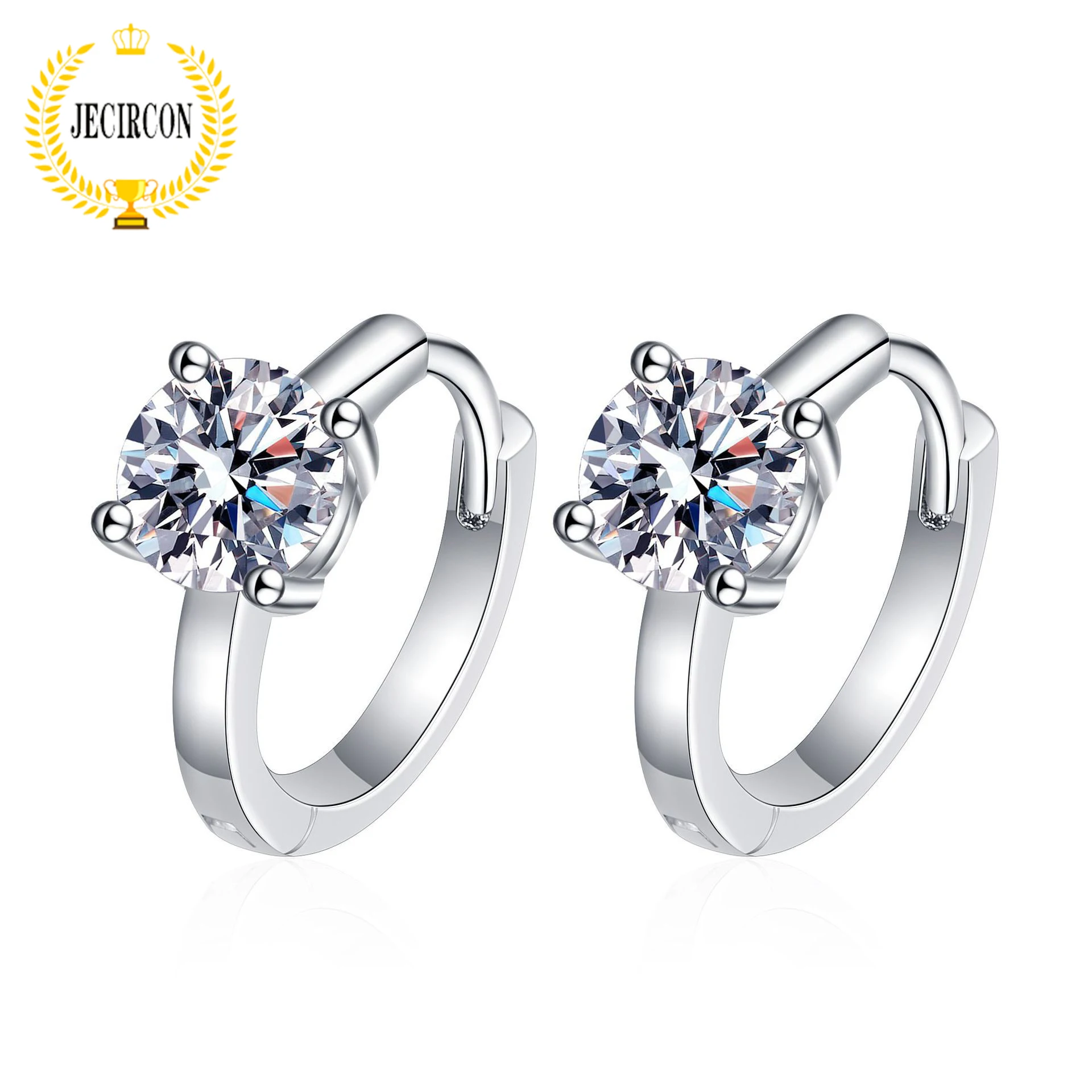 

JECIRCON 925 Sterling Silver Moissanite Hoop Earrings for Women D Color 0.5ct Classic 4-claw Ear Jewelry PT950 Platinum Quality