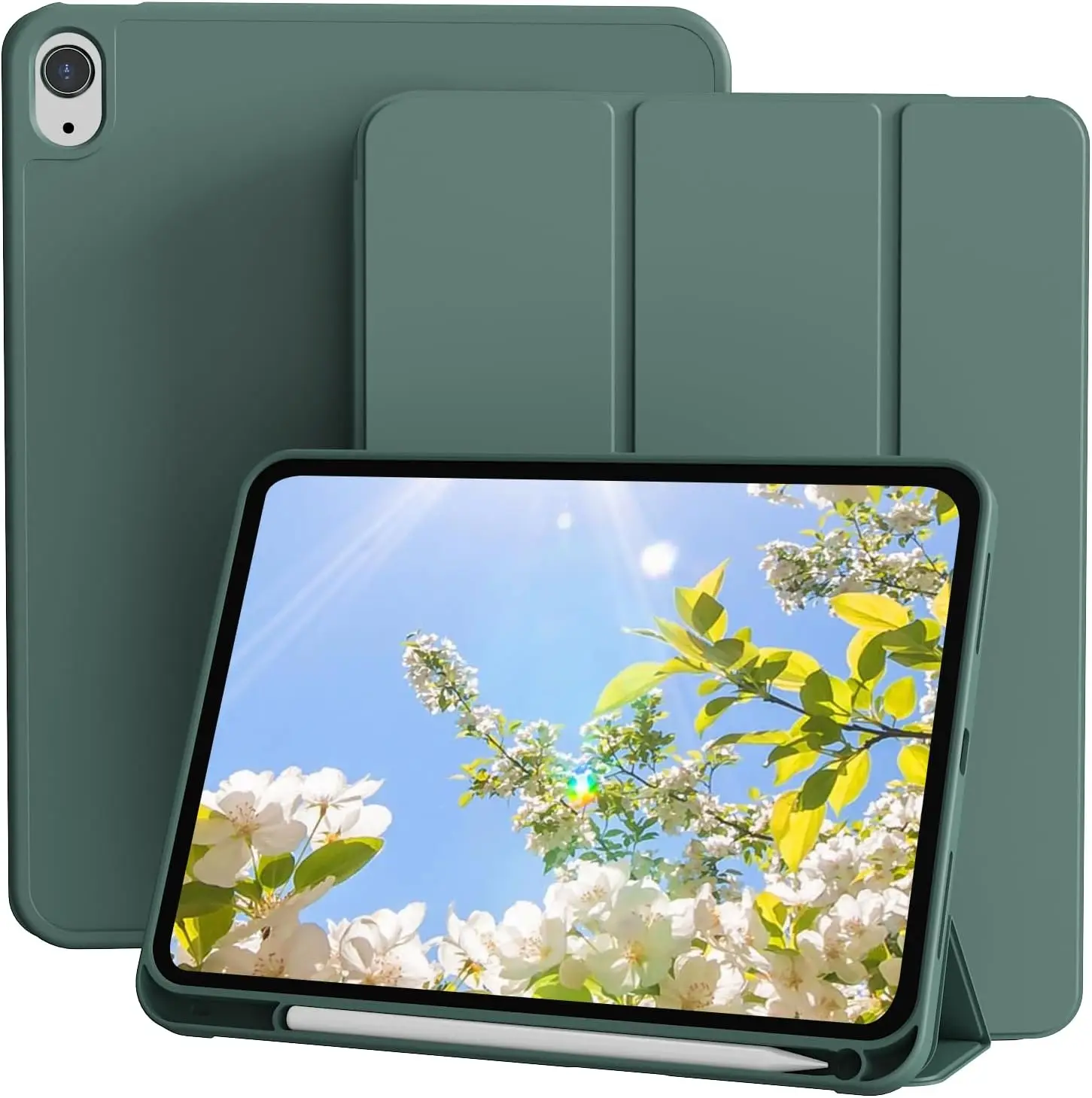 Premium Slim Trifold iPad Case with Pencil Holder and Soft TPU