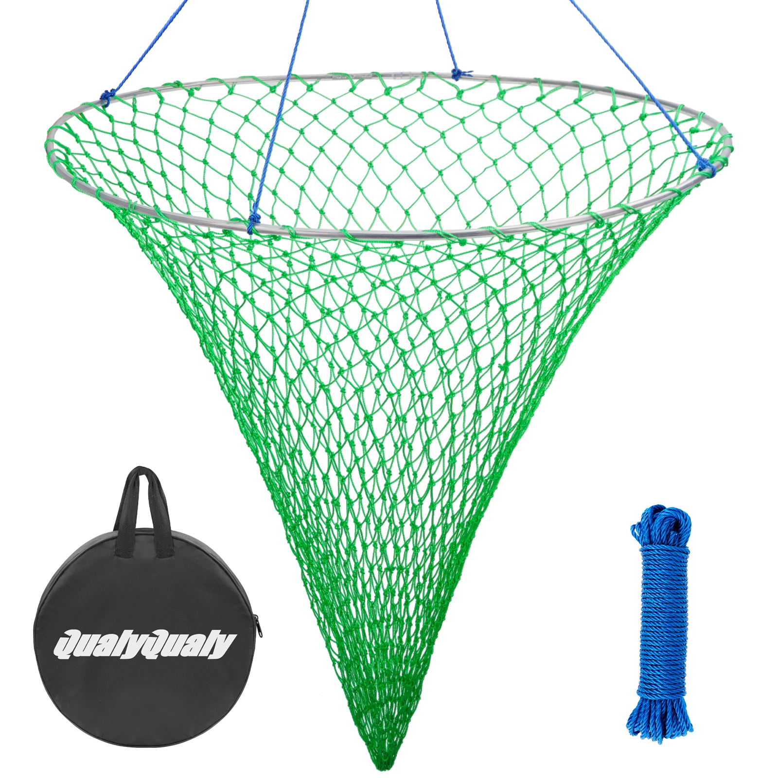 Foldable Green Portable Crab and Shrimp Fishing Net with Drop Landing Design
