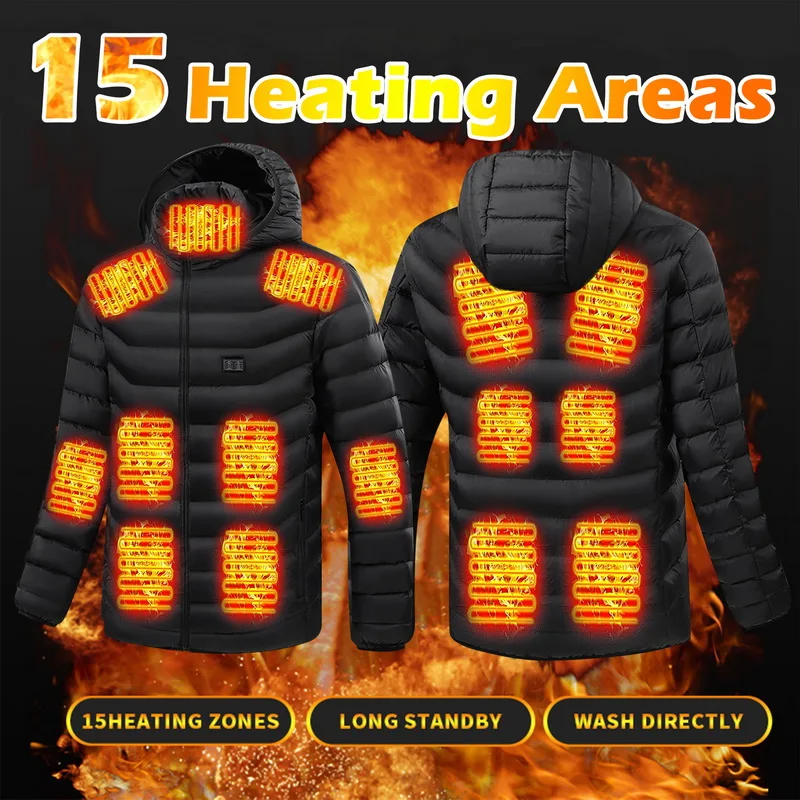 15 Areas Heated Vest Men Women Usb Heated Jacket Heating Vest Thermal ...