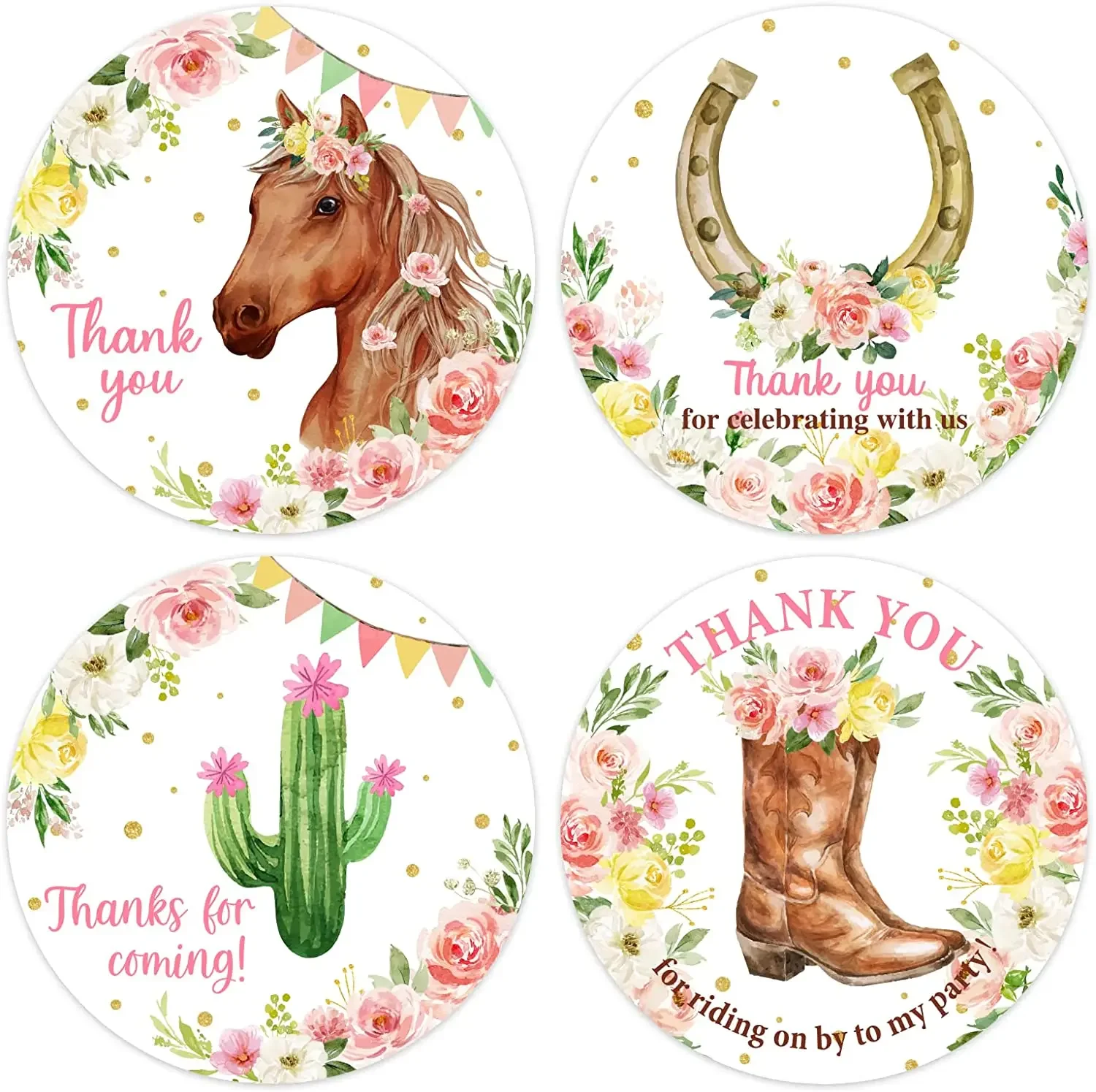 

Наклейки Kreatwow-Thank You, украшения для Cowgirl, Западные Ботинки, спасибо, полезные, розовые, 48 шт.