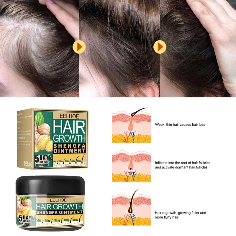 Description Picture 2 of item30g Ginger Hair Growth Cream Moisturizing Scalp Massage Hairs Care Conditioner Unisex Hair Loss Treatment