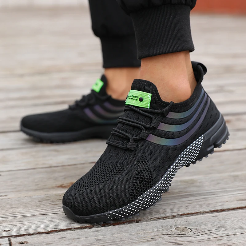 Shoes for Men 2024 Fashion Black Sports Shoes with Lace Up Outdoor Lightweight Platform Mesh Breathable Casual Running Shoes