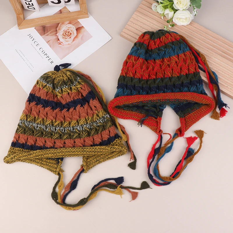 1PC New and high quality Decor Elastic Thick Hollow Out Beanie Soft Warm Regular Fit Ear Protection Lady Winter Hat