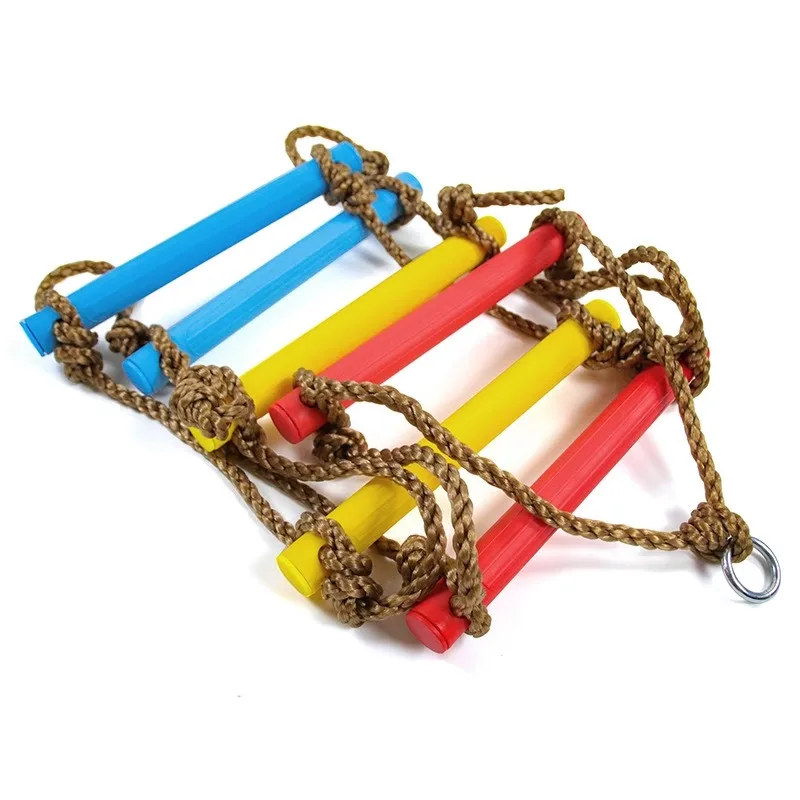 Wooden Rope Ladder Kids Fitness Toy Multi Rungs Climbing Game Toy Outdoor Training Activity Safe Sports Rope Swing Swivel Rotary 5