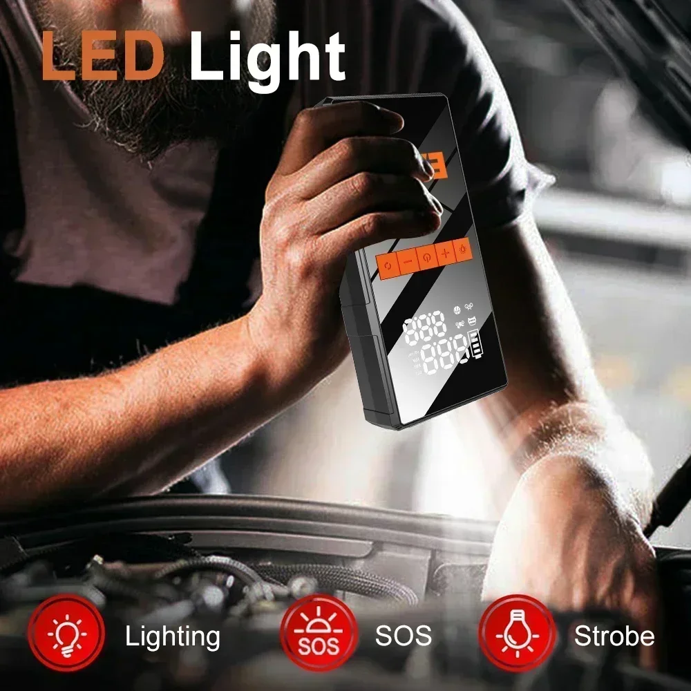 EAFC Portable Car Jump Starter With Tire Inflator LCD Screen 1200A Booster Charger Car Battery Starting Devi 150PSI Air Pump