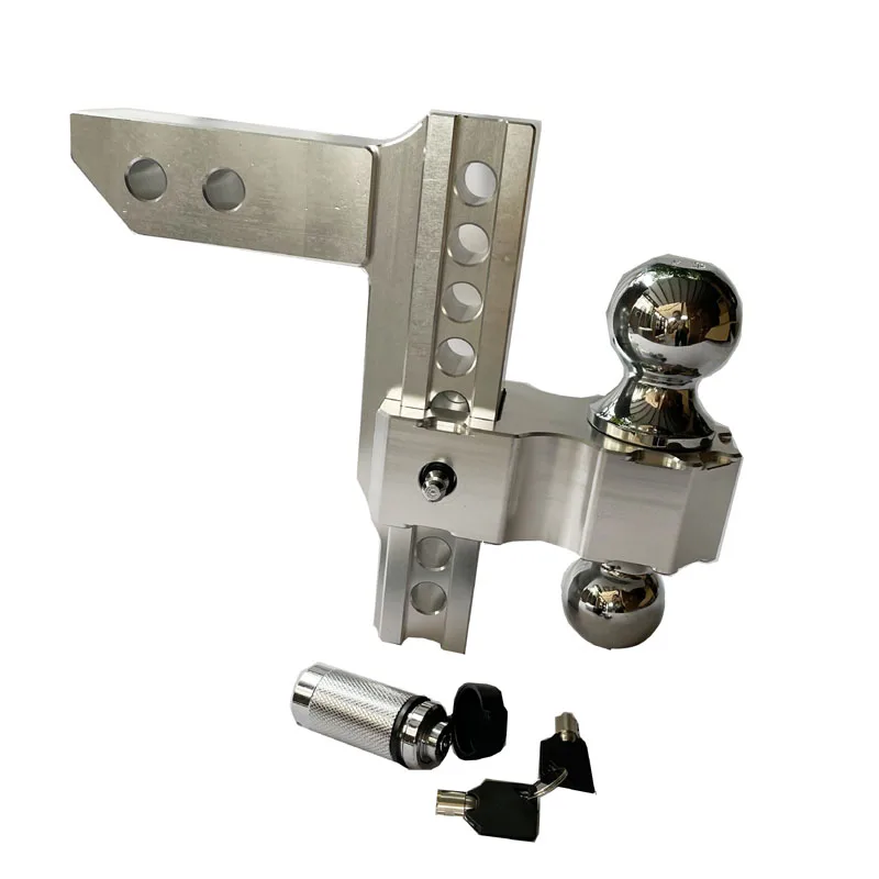 Adjustable Trailer Hitch 2" Receiver 6" Drop/Rise Drop Hitch 12500 LBS GTW Ball Mount 2-5/16" Dual Towing Ball Double Locks 10"