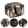 Simple transparent makeup bag double-layer waterproof  wear-resistant dry wet separation makeup bag bathroom washing storage bag 3