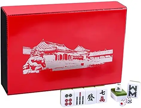 

30mm(1.2") Chinese Green Mahjong Set - 144 + 2 Tiles, Travel-Friendly with Accessories - Ideal for Family Gatherings and Gam