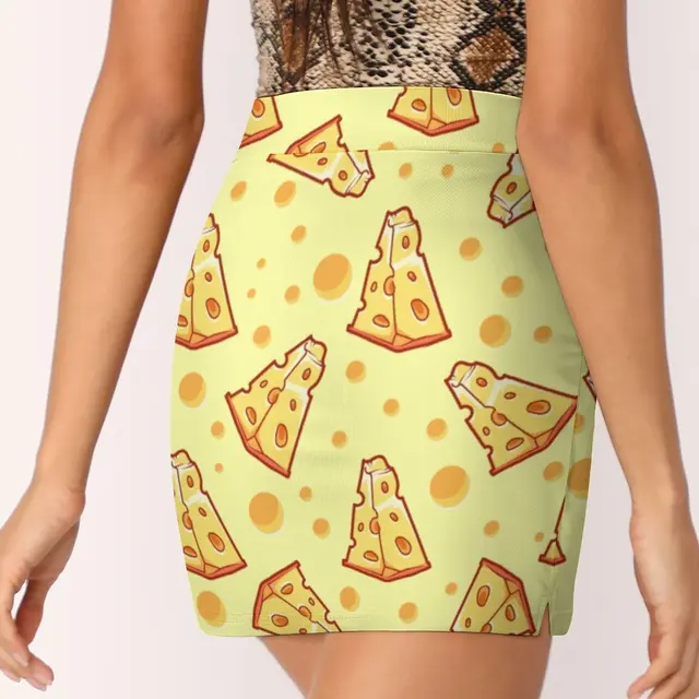 Pattern With A Slice Of Cheese On A Light Yellow Background Womens Skirt