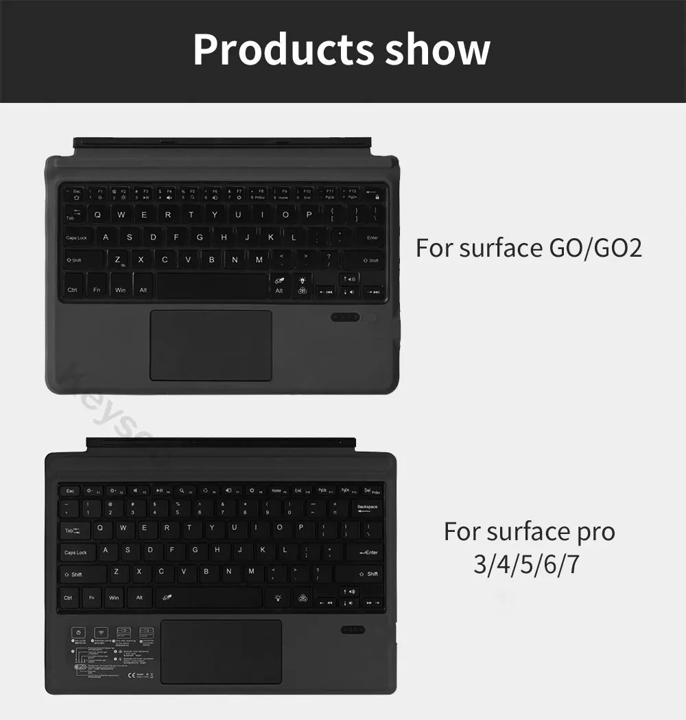 korean computer keyboard Bluetooth Wireless Keyboard For Surface Pro 3 4 5 6 7 Go 2 Trackpad Russian Arabic Hebrew Korean Spanish teclado Keyboard Tablet gaming pc keyboard