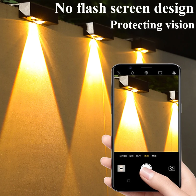 Brighter Solar Fence Lights Solar Lights Outdoor IP65 Waterproof Powered Lamp for Backyard Railing Wall Step Patio