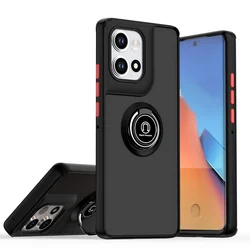 Armor Matte Shockproof Case with Magnetic Ring Holder and Stand - Moto Edge 50 Ultra (Black Red)