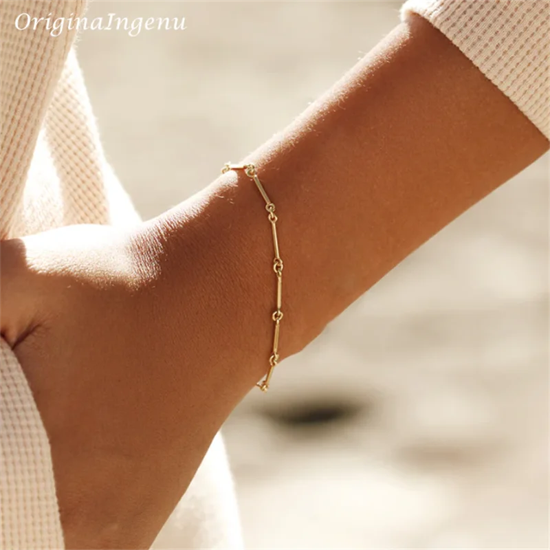 14K Gold Filled Chain Bracelet Handmade Jewelry Boho Charms