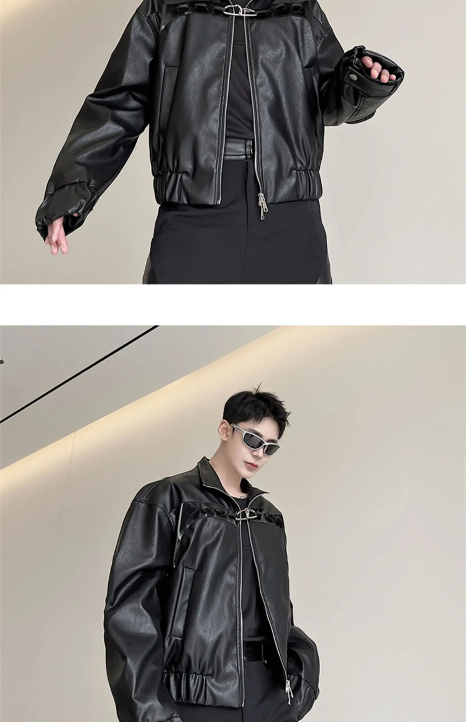 Description Picture 6 of itemLUZHEN Metal Decorate Fashion Pu Leather Jackets Personality Trendy Men's Handsome Korean Spring New Coat Free Shipping LZ2498