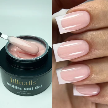 Jillnails 50g Nude Pink Builder Nail Gel French Pink Nails UV LED Self Leveling Sculpting Gel Nails Shape Building Extension