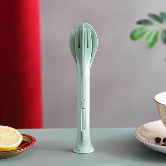 Portable Travel Cutlery Set Japan Style Wheat Straw Knife Fork Spoon Set Student Dinnerware Sets Kitchen Tableware Sets