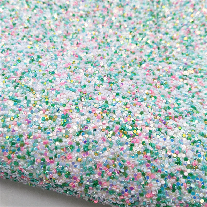 Mermaid Printed Leather Felt Backing Pastel Glitter Vinyl Chunky Glitter DIY Faux Leather Sheets For DIY Craft Bow L029